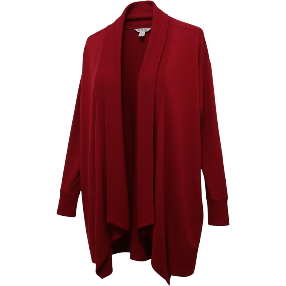 Athleta Red Tencel Modal Open Front Drape Cardigan Plus Size 2X Long Sleeve